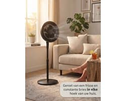 Statiefventilator - Tafelventilator -25cm - 85W - 3 Snelheden - Oscillatiefunctie - Kantelbaar - Zwart