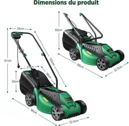 Grasmaaier MAGICFOX- 1600 W - Elektrische Grasmaaier 32 cm maaibreedte - Incl. 30L Opvangbak - 3 Hauteurs Réglable - LM320 — thumbnail 5