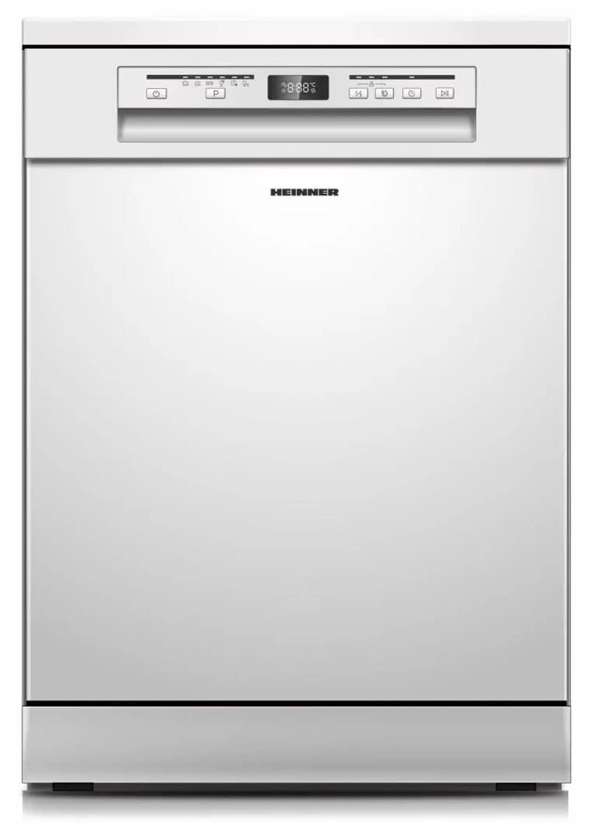 Heinner HDW-FSM60614DWE++ Vrijstaande Vaatwasser – 14 Couverts – Energieklasse E – 6 Programma’s – Digitaal Display – Halve Belading – Extra Drogen – Startuitstel – AquaStop – Kinderslot – 60 cm – Wit – 5 Jaar Garantie — afbeelding 1