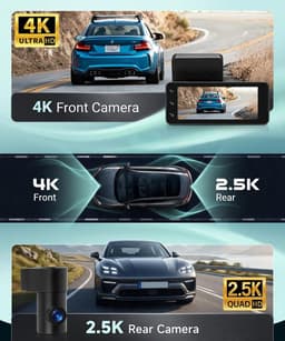 Dashcam 4K met GPS - dubbele camera auto - 3,16 inch scherm - levendige beelden dag en nacht - ShopVlot — thumbnail 5