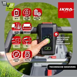 IKRA Bosch 36 V 3-in-1 accu-grasmaaier IB-LM 38 met mulchfunctie, voor gazons tot circa 400 m² – inclusief 36V accu (4,0 Ah) en oplader — thumbnail 4