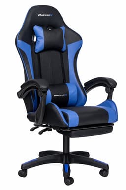 RACINGX - Game Stoel Met Voetsteun- Gaming Stoel - Ergonomische Bureaustoel - Gamestoel - Verstelbaar - Gaming Chair - Zwart/Blauw — thumbnail 1