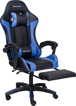 RACINGX - Game Stoel Met Voetsteun- Gaming Stoel - Ergonomische Bureaustoel - Gamestoel - Verstelbaar - Gaming Chair - Zwart/Blauw — thumbnail 4