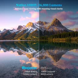 SnelShoppen - Projector 1080P met 16.000 Lumen, Native Resolutie, Elektrische Focus en Zoom, Ideaal voor Feest, Camping, Thuisbioscoop, Buiten, Kinder — thumbnail 5