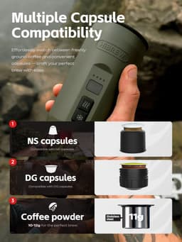 HiBREW H4C Draagbare Espressomachine | Auto, Thuis & Kamperen | voor Nespresso, Dolce Gusto & gemalen koffie-Inclusief tas — thumbnail 3