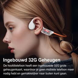 X7S - Bone Conduction Headphone – Open-Ear Sport Oortjes – Sport Hoofdtelefoon – Bluetooth Koptelefoon – IPX8 Waterbestendig – Hardlopen & Fitness – Wit — thumbnail 3