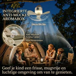 Lapamax 3-in-1 Camping Plafondventilator met LED Lamp Ø24 cm – Tent ventilator voor Oplaadbare 7200mAh-Oplaadbare 8000mAh Batterij – Afstandsbediening &Timer- 4 Snelheden& 3 Lichtstanden – ventilator camper Voor Tent, Camper, Caravan en Overkapping – — thumbnail 3