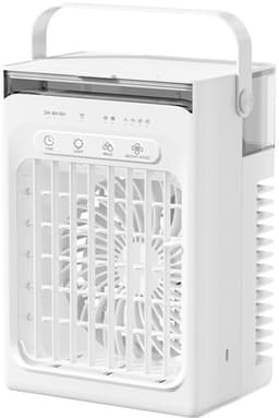 3-in-1 draagbare verdampingskoelventilator, mini USB koelventilator met 1000ml watertank, 4 windsnelheden, 2/4/6 uur timer en RGB sfeerverlichting voor bureau, kantoor en slaapkamer — thumbnail 1
