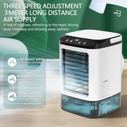 Ventilatoren - Mini Aircooler met Water - Mobiele Airco - Air cooler - LED Licht - Tafelventilator - Drie windsnelheden en twee sproeistanden — thumbnail 5