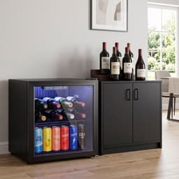 HOMCOM Drankkoelkast - Minibar - Mini Koelkast-50L-Koelruimte voor 48 blikjes met dubbelwandige deur-Verstelbare plank-ledverlichting-zwart — thumbnail 5