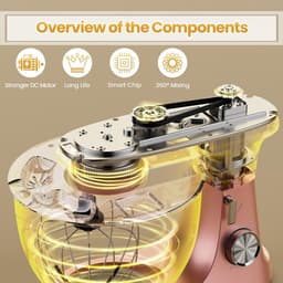 Keukenmachine - Mixer Kom - Bakken En Mixen - Krachtige Planetaire Beweging - 8.5 Liter Kom - Roze — thumbnail 5