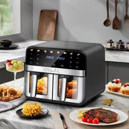 Lamor Airfryer - Heteluchtfriteuse - Heteluchtoven - Dubbele kookzones - Totale inhoud 11,5 liter - 80 °C tot 200 °C - LED touch — thumbnail 2