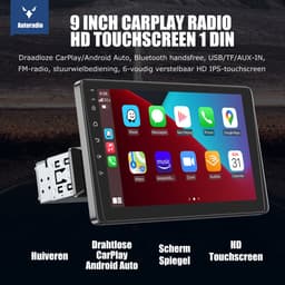 ESSGOO 1Din Autoradio - Apple Carplay & Android Auto - 9 inch HD verstelbaar scherm - USB, Aux, Bluetooth - Verstelbaar Display — thumbnail 4