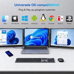 Portable Monitor - 1080p Laptop Met Dubbel Scherm - Ultra-Fin Protection Oculair Scherm - Zilver/Grijze - 36cm x 100 cm x 26 cm — thumbnail 3