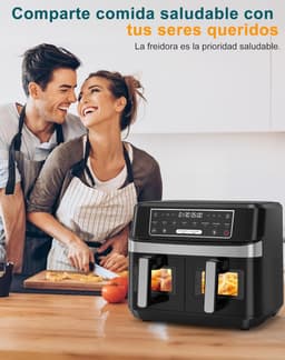 Heteluchtfriteuse Dubbel - Dubbele Airfryer - Gezond Koken - XXL Capaciteit - 10 Liter - Zwart — thumbnail 4