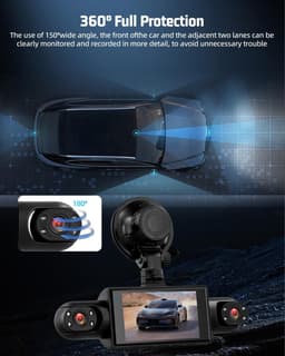 SnelShoppen - 3 inch 1080p 4-kanaals Dashcam voor Auto's met 360° Video-Opname, Bewegingsdetectie, Nachtzicht, Loopopname en Belichtingscompensatie — thumbnail 2