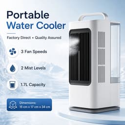 Draagbare verdampingskoeler, persoonlijke koelventilator met verneveling (1,7 l), 3 snelheden en 3 instelbare vernevelingsstanden; ultrastille mini-airco-ventilator met draaggreep voor slaapkamer, kantoor, bureau, camper en gebruik binnenshuis. — thumbnail 5