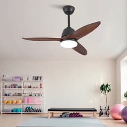 42 inch moderne zwarte plafondventilator - dimbaar in 3 kleurtinten - massieve houten bladen - omkeerbare DC-motor - geheugenfunctie - elegante afwerking — thumbnail 4