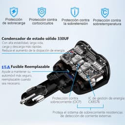 SnelShoppen - 150W Auto Lader met 2 Sigarettenaanstekers en 3 USB Poorten - PD 3.0 Type-C Snellader voor GPS, Dashcam, Navigatie en Meer — thumbnail 4
