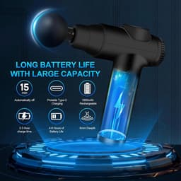 SnelShoppen - Mini Spiermassagepistool met 32 Verstelbare Niveaus, 3500 tpm, 6 Massagekoppen, Draagbaar en Lichtgewicht, LCD-scherm voor Spierpijnverl — thumbnail 3