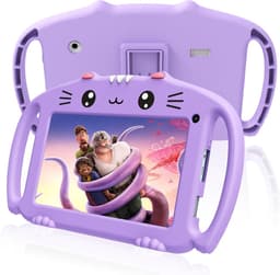 SnelShoppen - Kids Tablet 7 Inch Android Tablet voor Kinderen met WiFi Quad Core 32GB ROM Dual Camera Parental Control Kindvriendelijke Hoes (Paars) — thumbnail 1