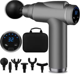 RWB® Massage Pistool - Massagepistool - Massage Gun - 32 Snelheden - 6 Massagekoppen- Grijs-15 cm x 5 cm x 20 cm — thumbnail 1