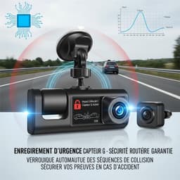 SnelShoppen - Dashcam 3 camera's 1080P Full HD | Maximale veiligheid 360° zonder dode hoek, nachtzicht, parkeerbewaking, wifi, bewegingsdetectie, idea — thumbnail 2