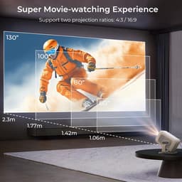 SnelShoppen - Slimme Beamer Native 1080P FHD met 4K Ondersteuning | Android 13, Auto Focus/Keystone, 800 ANSI Lumen, Google CTS Gecertificeerd, Compat — thumbnail 4