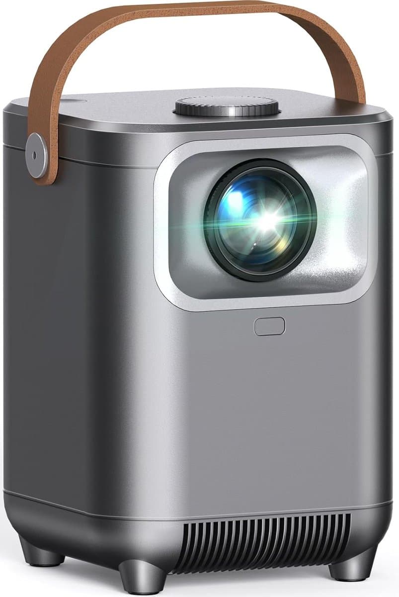 SnelShoppen - Mini Projector 4K Full HD met Elektrische Focus, Auto Keystone Correctie, WiFi 6, Bluetooth 5.2, Draagbare Beamer voor Thuisbioscoop, Bu — afbeelding 1