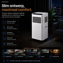 DreamGoods Mobiele Airco - 7000 BTU - 3-IN-1 Airco met Afvoerslang - Verkoelen, Ventileren & Ontvochtigen - Airco voor Slaapkamer - Airconditioning met Raamafdichtingskit — thumbnail 5