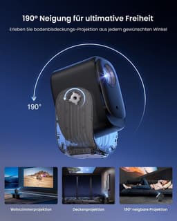 SnelShoppen - Mini Video Projector 1080p met Autofocus, Dolby Audio, Wi-Fi 6, Bluetooth 5.2, 190° Tilt, Ideaal voor Feest, Camping, Thuisbioscoop — thumbnail 2
