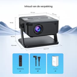 Mini Projector 720P - Android 11 Projector - WiFi 6 Beamer - Bluetooth 5.0 - Compact Design – Automatische Keystonecorrectie – Korte Projectieafstand – Draadloze Schermspiegeling - Thuisbioscoop - 120 inch - Zwart — thumbnail 2