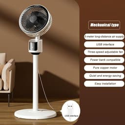 Vloerventilator Stil 30 dB met 3 Snelheden – USB Draagbaar – Luchtstroom tot 5 Meter – Wit — thumbnail 5