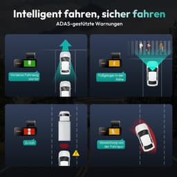 SnelShoppen - 4K Dashcam Auto voor en Achter met Wifi, GPS, ADAS, Spraakbediening, Nachtzicht, WDR, 64 GB Kaart, 24/7 Parkeerbewaking, Loop-opname, Co — thumbnail 3