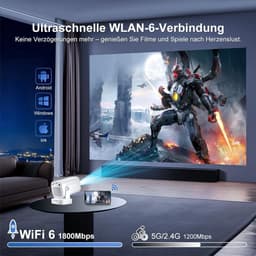 SnelShoppen - HY260pro 4K Mini Beamer, Draagbare Projector met Wifi 6, Bluetooth 5.4, 1080p Full HD, 270 Graden Rotatie, Ideaal voor Home Cinema, Buit — thumbnail 4