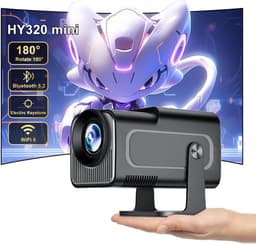 SnelShoppen - HY320 Mini Beamer, Full HD 1080p, Ondersteunt 4K, Draagbare Projector voor Thuisbioscoop, Wifi & Bluetooth, 180 Graden Draaibaar, Perfec — thumbnail 1
