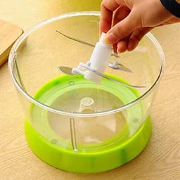 handmatige keukenmachine, multifunctionele handslinger vleesmolen voedselhakmolen met schaal compacte krachtige groentehakselaar ui dicer voor vlees, fruit, wortelen, kruiden, sla, salade (6 maanden) — thumbnail 4