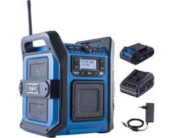 Scheppach Bouwradio DAB+ 20V - DAB Radio - Incl. Accu en Oplader - 30W - Werfradio voor Bouwplaats, Garage & Werkplaats - C-DAB30-X