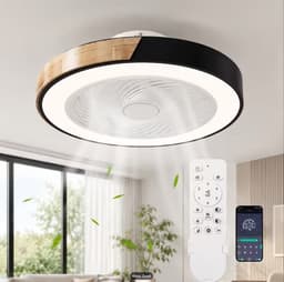 Nivard Plafondventilator - Met Verlichting - Plafond Ventilator - Met Lamp - Plafonniere Met Ventilator - Met Licht - Zwart — thumbnail 1