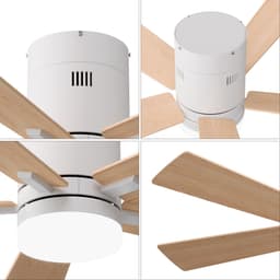Plafondventilator met lamp - Diameter 106.6 cm - 6 snelheden & 3 kleuren - omkeerbare motor en stil - modern - Licht eiken — thumbnail 4