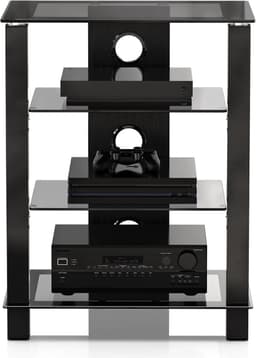 FITUEYES Hifi-meubel - Hifi Rack - 4-laags gehard glas - Hoogte verstelbaar - Kabelbeheer — thumbnail 1