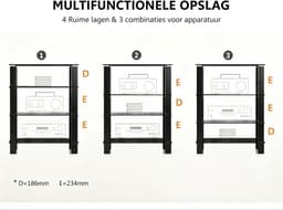 FITUEYES HiFi-meubel - 4 laags gehard glas rek - Hoogteverstelbaar - Verstelbare voetjes - Voor platenspeler en versterker — thumbnail 3