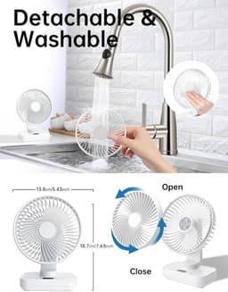 Mini Ventilator – Oplaadbare Tafelventilator – 4000 mAh – 4 Snelheden – 270° Oscillerend – Stil 30 dB – Wit — thumbnail 2