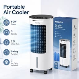 House Of Atelier - Luchtkoeler - Waterkoelventilator - 6 Liter Watertank - 65 W - 3 Snelheden - Draagbaar - Verrijdbaar - 28x31x70 cm — thumbnail 4
