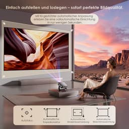 SnelShoppen - Mini-beamer 4K Smart Beamer, Native 1080p, 1200 Lumen, Autofocus, WiFi 6, BT5.2, HDMI, Draagbaar, Geluidsarm, Outdoor, 360° Draaibare St — thumbnail 1