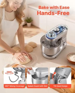 Keukenmachine - Mixer Bakken - Grote Hoeveelheden Maken - 10 Snelheden - 5.7 Liter Kom - Zilver — thumbnail 3