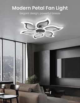 Plafondventilator met lamp stil modern LED plafondlamp dimbaar met afstandsbediening 6 snelheden 88 cm zwart — thumbnail 3