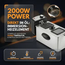 Friteuse met Olie - Huishoudelijke Friteuse - Thuis Frituren - Direct Verwarmings Element - 3 Liter - Zilver — thumbnail 3