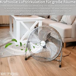 Vloerventilator Metaal - Industriële Ventilator Staande - Lucht Circuleren - Krachtige Luchtstroom - 46 cm - Zilver — thumbnail 2