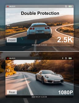 SnelShoppen - 2.5K Dash Cam Voor en Achter met SD-kaart, 1440P Autocamera, Dubbele Dashcam 170° Groothoek, G-sensor, Nachtzicht, 24U Parkeermonitor, W — thumbnail 3